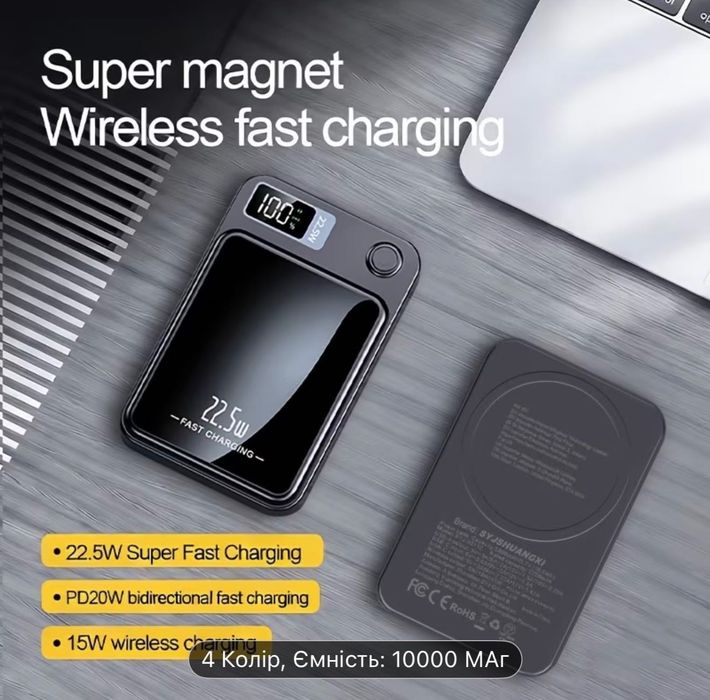 Павербанк 10000 мАг MagSafe швидка зарядка