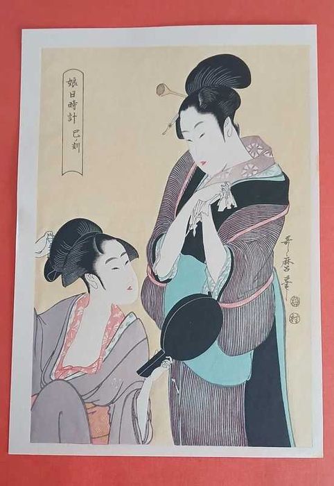 Verdadeira xilogravura japonesa de Kitagawa Utamaro (apelido: Kitagawa)