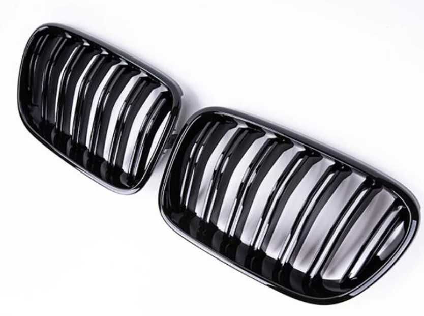 Grelhas frontais preto brilho dupla barra BMW série X3 F25 Pré LCI (1ª fase) e LCI (2ª fase) e série X4 F26