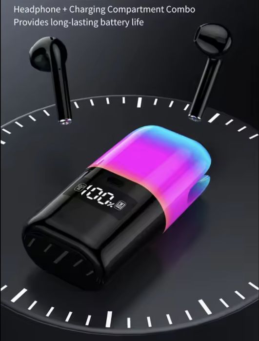 Bezprzewodowe słuchawki Bluetooth 5.0 z podświetlanym etui i głośnikie