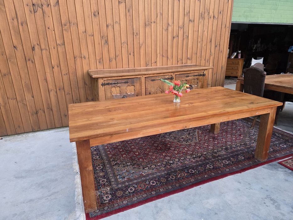 Duży stół tekowy 220 x 100 cm  kolonialny #1678 Stylowy Węgrów