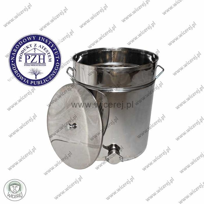Odstojnik do Miodu Nierdzewny 55L z Pokrywą Kwasoodporny na miód pzh