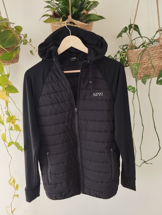 Męska kurtka, bluza pikowana, z kapturem, czarna r.S Man Active