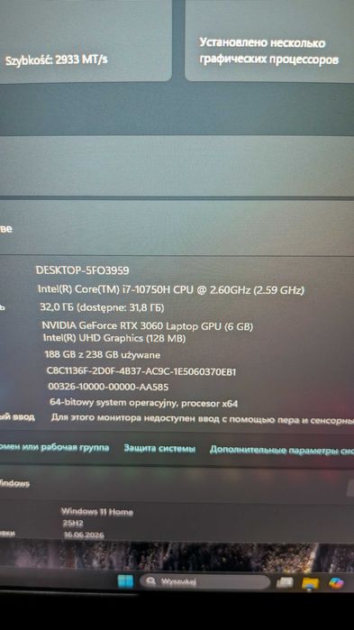 Laptop MSI Nvidia 3060 Ram 32GB