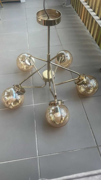 Lampa wisząca Alfa Barsum złota szklane kule 5xE14