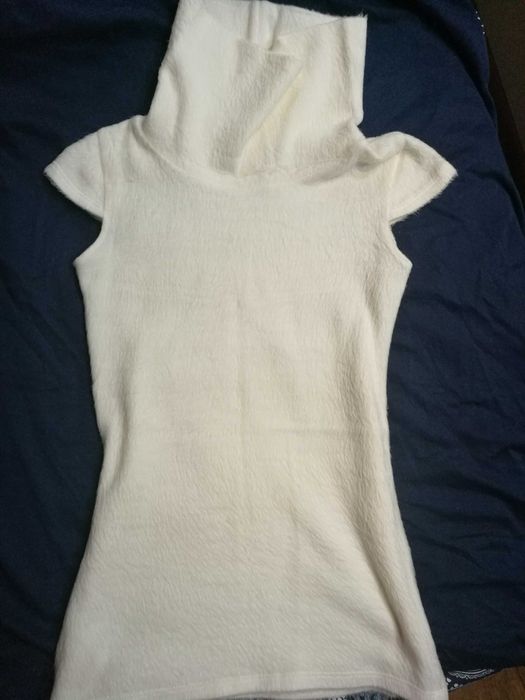 Sweter golf biały alpaka XS S