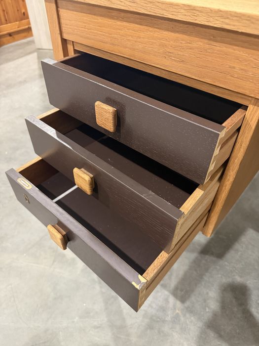 Piękne dwustronne biurko jesionowe Domino Mobler duński design wysyłka