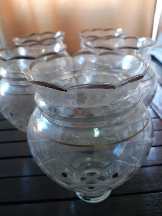 Peças Restauro: Lote 5 Tulipas Vidro Lapidado – Estilo Clássico/Vintage