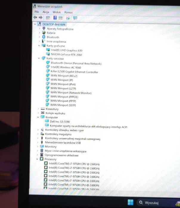 Laptop Dell G5, i7 RTX2060, 32gb ram, 1tb SSD, podkładka gratis