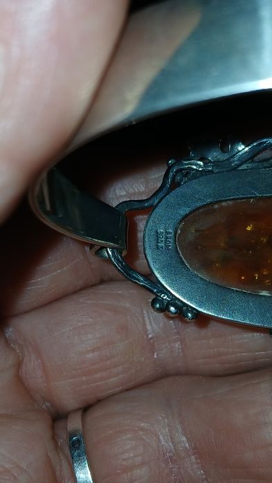 Bransoletka srebro 925 bursztyn autor Niels Erich Fromm