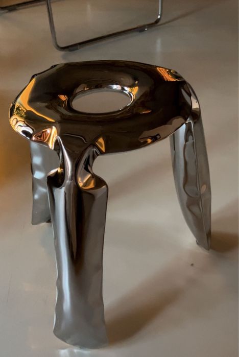 Fotel Stalowy Stołek Loop Stal Dmuchana Chrom Design Taboret Oskar