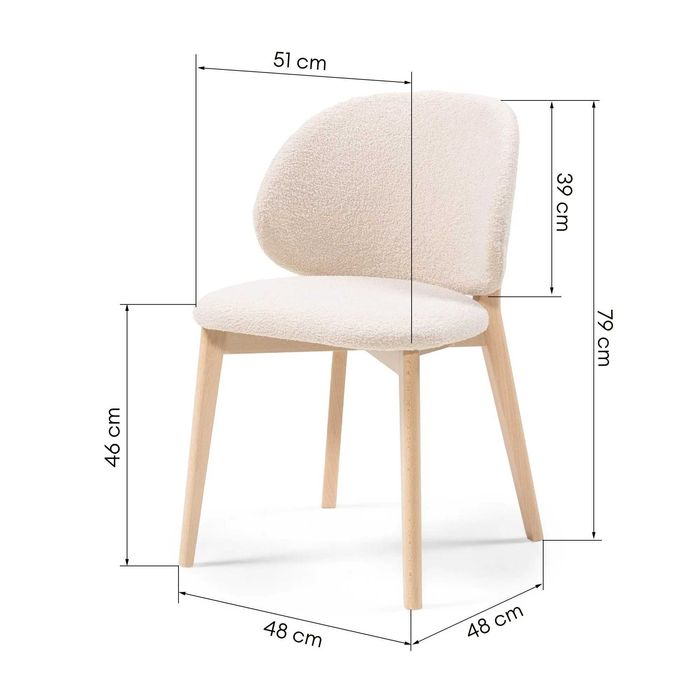 ZZ2245 - Selva, Krzesło tapicerowane, jasnobeżowe/buk, boucle