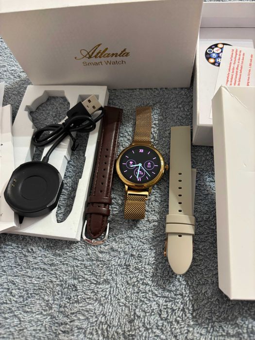 Smart Watch Atlanta, kolor złoty, komplet + paski, stan bdb 100% OK