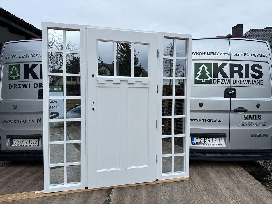 Drzwi zewnętrzne drewniane z doświetlami Cała Polska Amerykański Styl