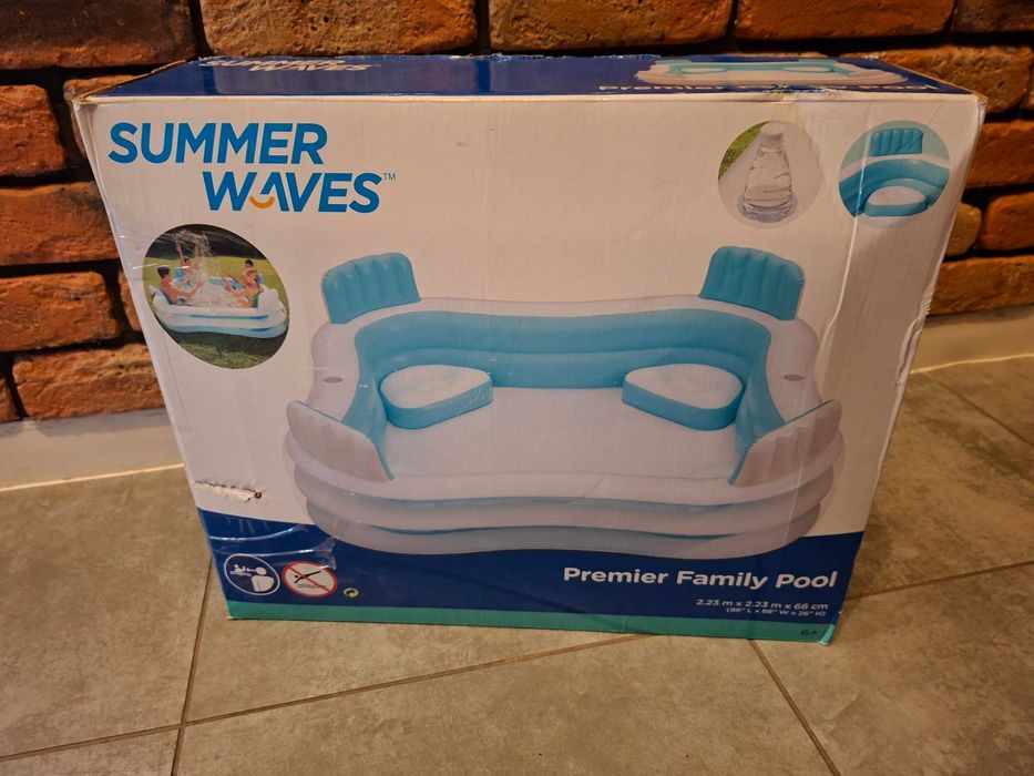 basen Summer Waves Jumbo Family Pool Premium 2 pierścienie 223 x 223 x 66 cm