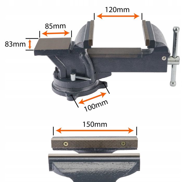 Imadło ślusarskie 150 mm warsztatowe obrotowe 360° + kowadło NOWE!