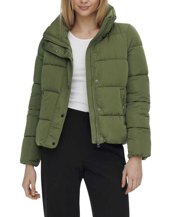 2606 Damska Zimowa Kurtka Krótka Only Puffer Olive XS