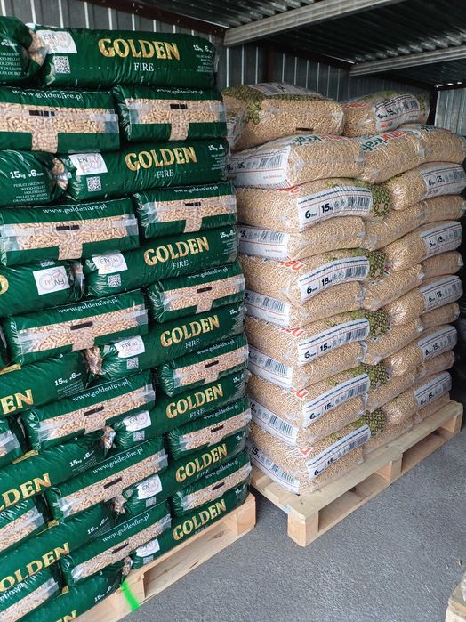 Pellet GOLDEN FIRE 6mm Certyfikowany A1 EN PLUS, Dostawa Gratis