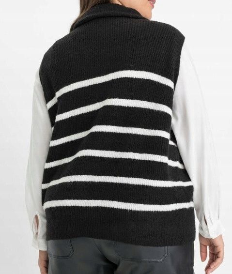 B.P.C kamizelka dzianinowa czarno-biała w paski 40/42.