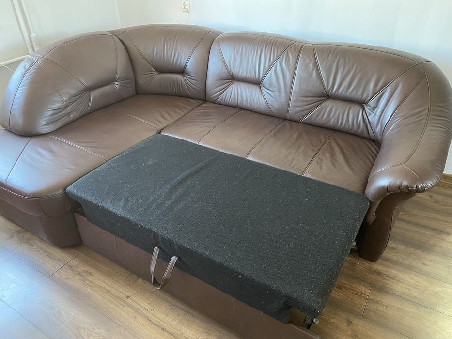 Kanapa sofa skórzana (10 miesięczna) z funkcją spania
