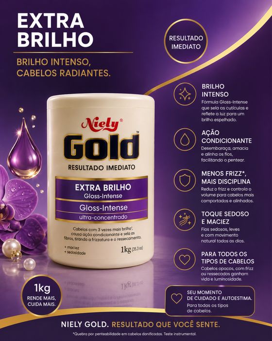 Niely Gold Máscara de Hidratação Profissional 1kg