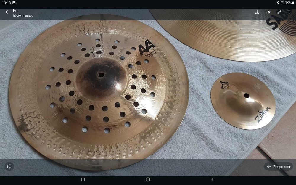 Sabian Ride 22" Novo 450€ + Sabian China 17" 150€ + Zildjian A-Custom 6"-75€