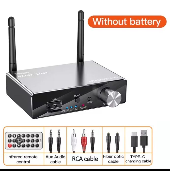 Bluetooth 5.3 приёмник/передатчик, aux,RCA, coaxial, оптический,type-C