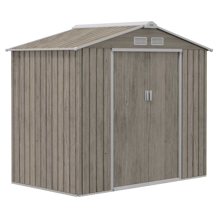 Abrigo de Jardim em Aço 213x130x185 cm – Porta Dupla e Ventilação