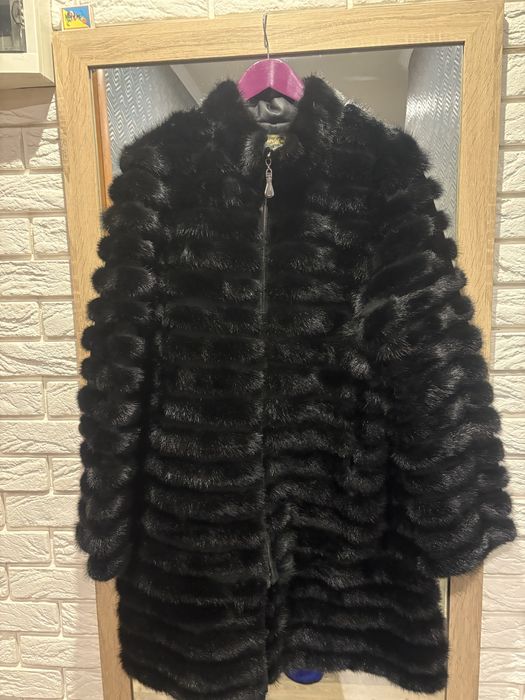 Норковая шуба с хвостов на натурально замше