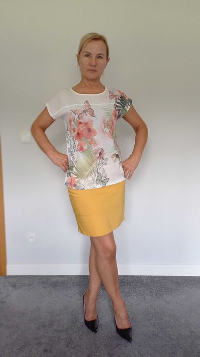 Bluzka biała w kwiaty 38/M Orsay