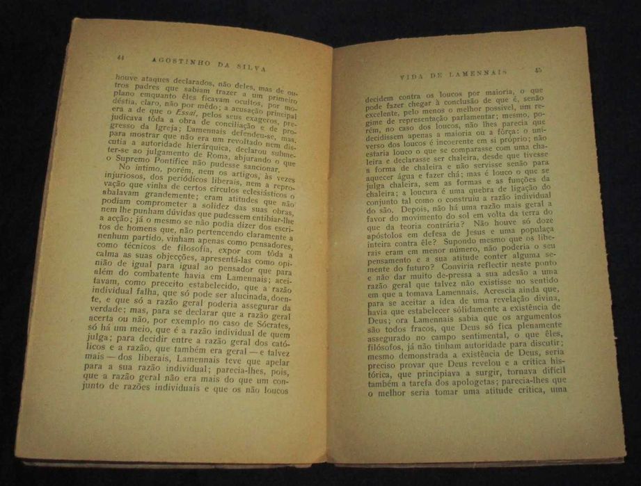 Livro Vida de Lamennais Agostinho da Silva