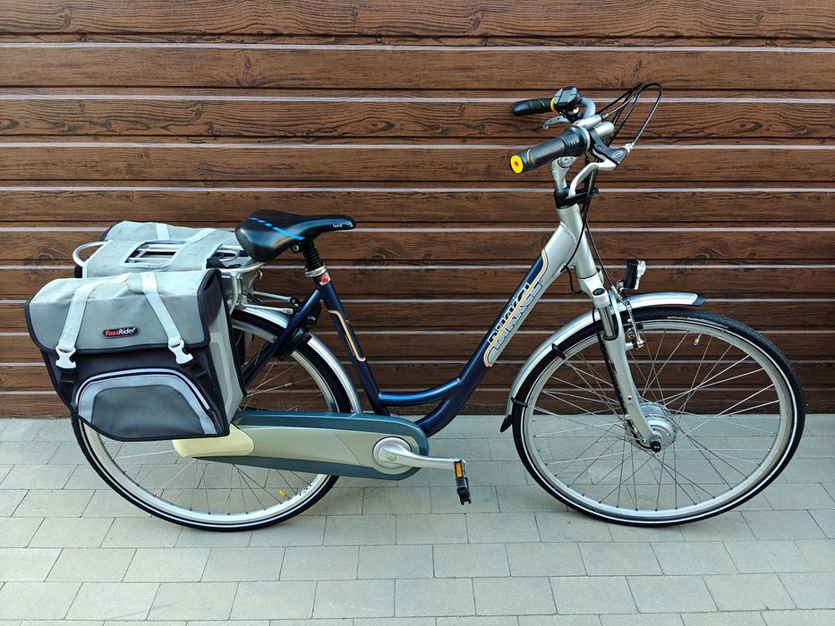 Rower elektryczny holenderski BIKKEL. Mocne wspomaganie. Super stan. 13 ah Sakwy bagażnikowe .
