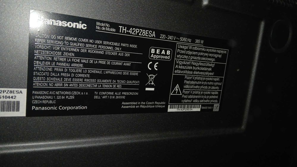 Telewizor 42" Panasonic TH42PZ8ESA plasma
