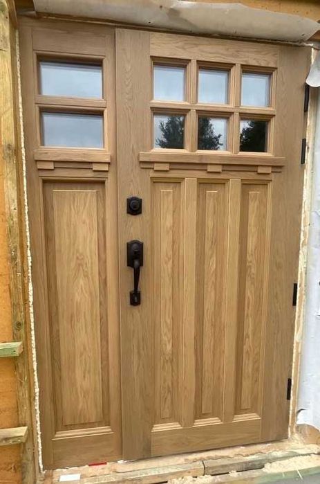 ++ Drzwi Zewnętrzne Wejściowe Drewniane CZYSTE POWIETRZE + GRATIS ++