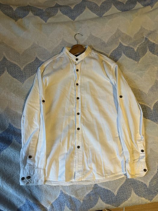 Biała koszula klasyczna męska - rozmiar S - elegancja