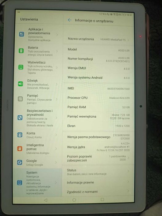 Sprzedam tablet  Huawei mediapad t5
