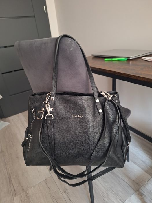 Ryłko czarny skórzany shopper