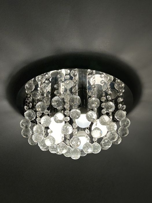 Plafon srebrny z krysztalkami 5 żarówek