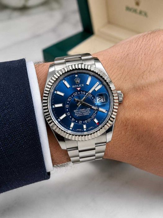 ROLEX SKY-DWELLER 42 MM - Stal i białe złoto / Niebieska tarcza