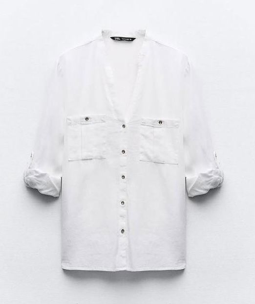 Льняна рубашка Zara S-M льняная рубашка Zara