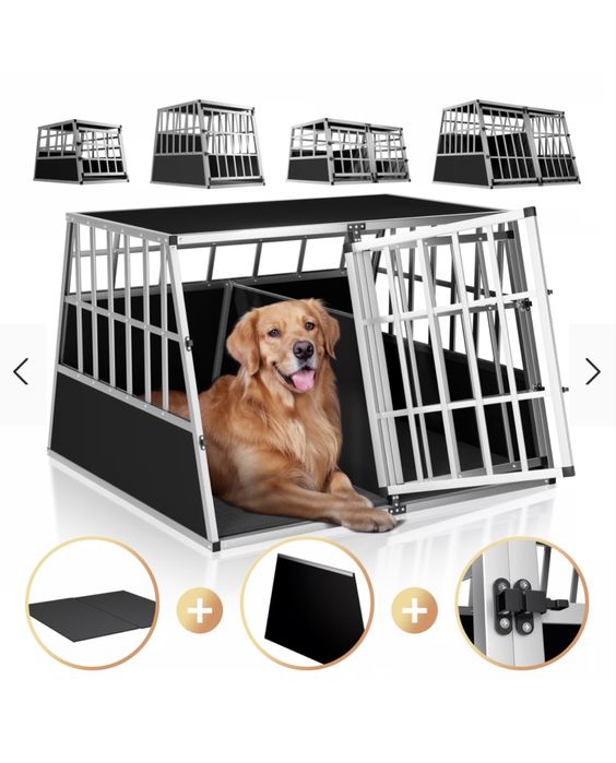 Caixa/Gaiola de transporte Dupla para cães em Aluminio
