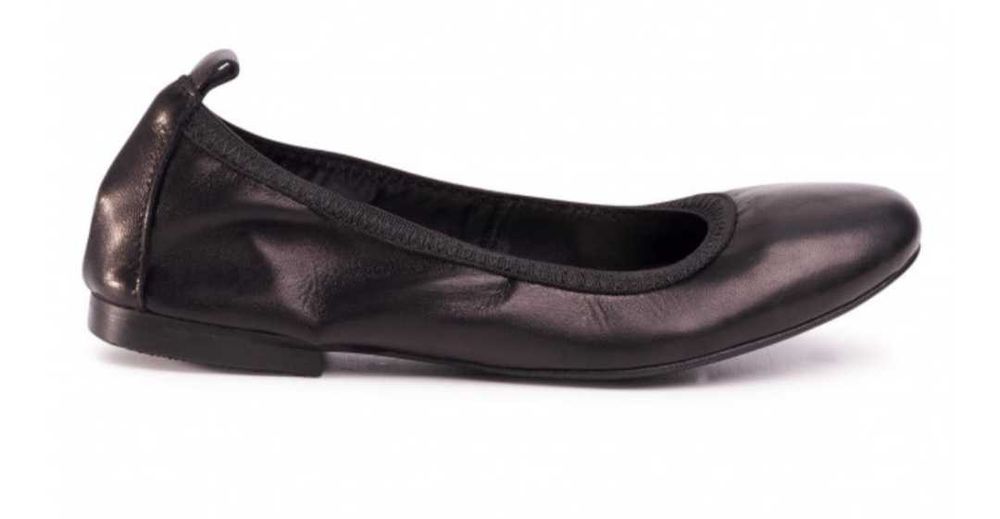 Nowe czarne baleriny z gumką skóra naturalna