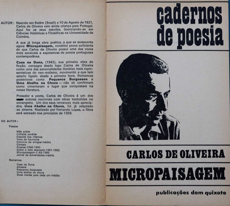 Micropaisagem - Carlos de Oliveira - Cadernos Poesia 1