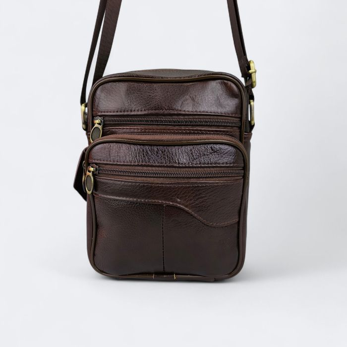 Сумка чоловіча шкіряна мужская кожаная через плече коричневая барсетка