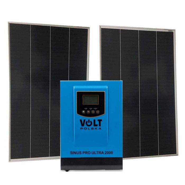 2шт Монокристалічні cонячні панелі 180 Вт +  SINUS PRO ULTRA 2000