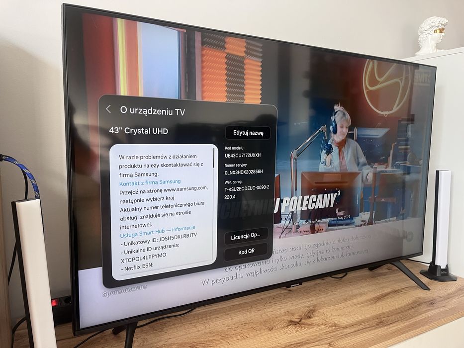 Telewizor Samsung 43" 4K Crystal UHD Smart TV (Stan Idealny)
