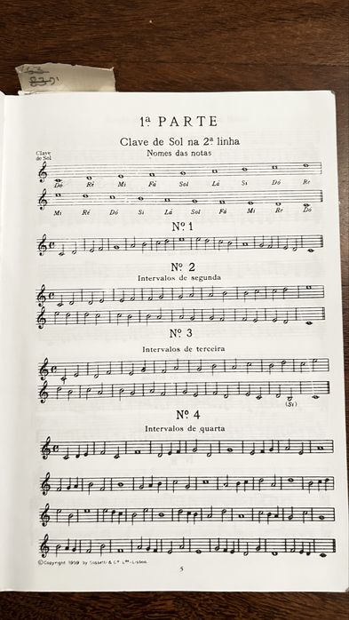 Livro de ensino de Música de Piano “Lições de Solfejo” (Silveira Pais)