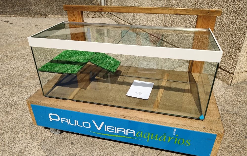 Aquário Tartarugueira 80 x 40 x 40 c/ plataforma e tampas