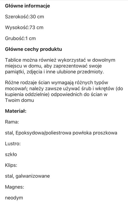 Ikea Sorhassel Tablica z magnesami i lustrem