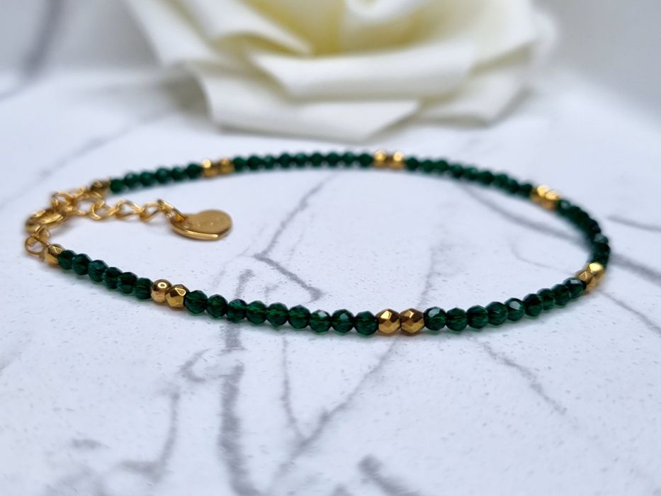 Bransoletka zielone cyrkonie